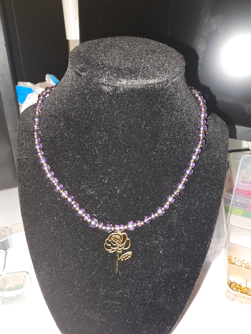 Purple Rose Necklace