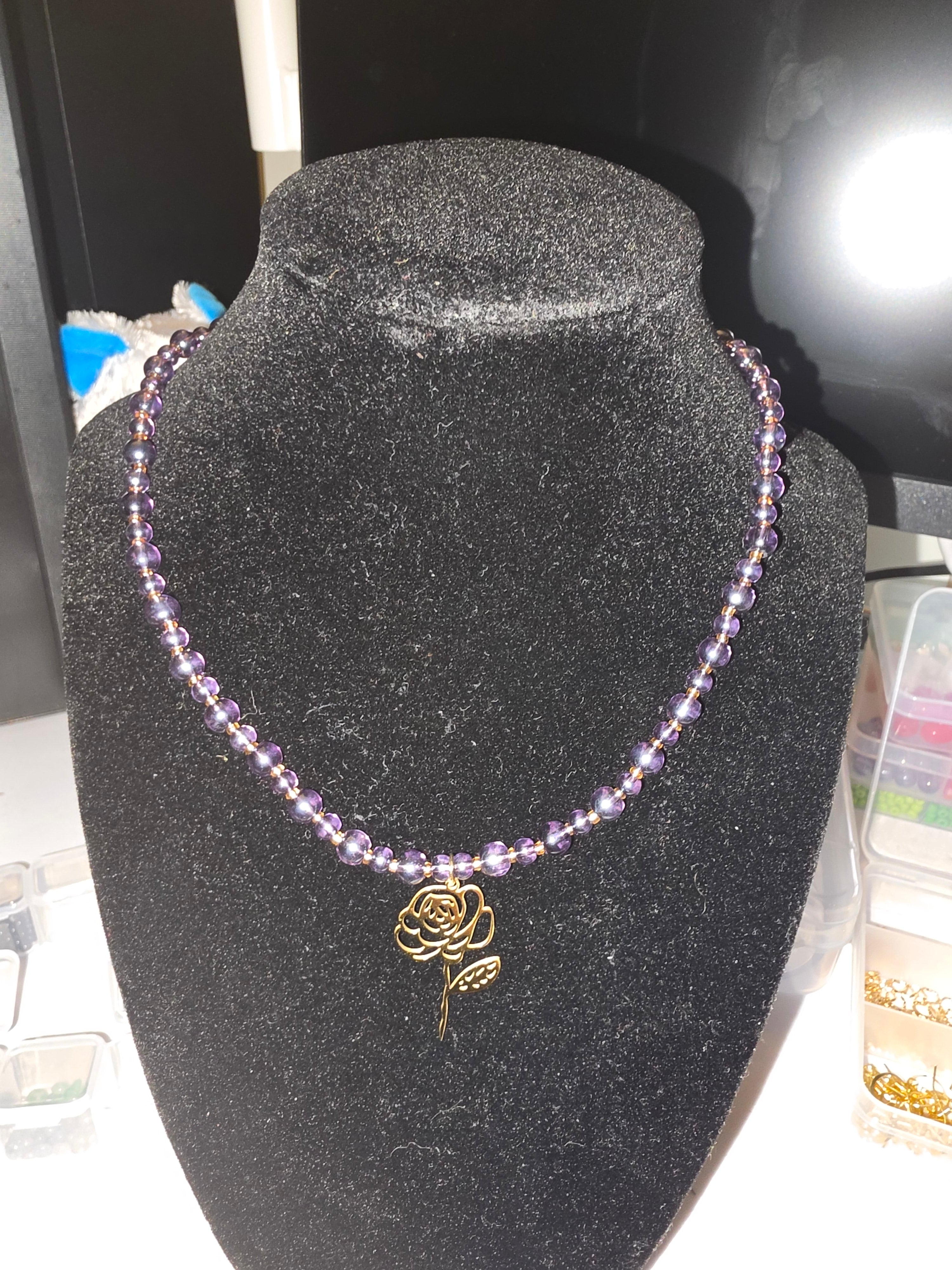 Purple Rose Necklace