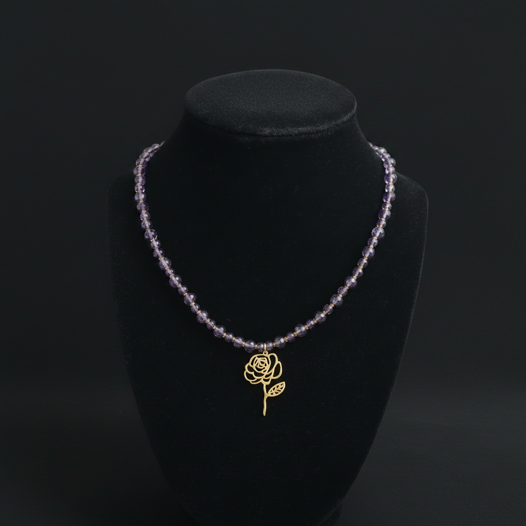 Purple Rose Necklace