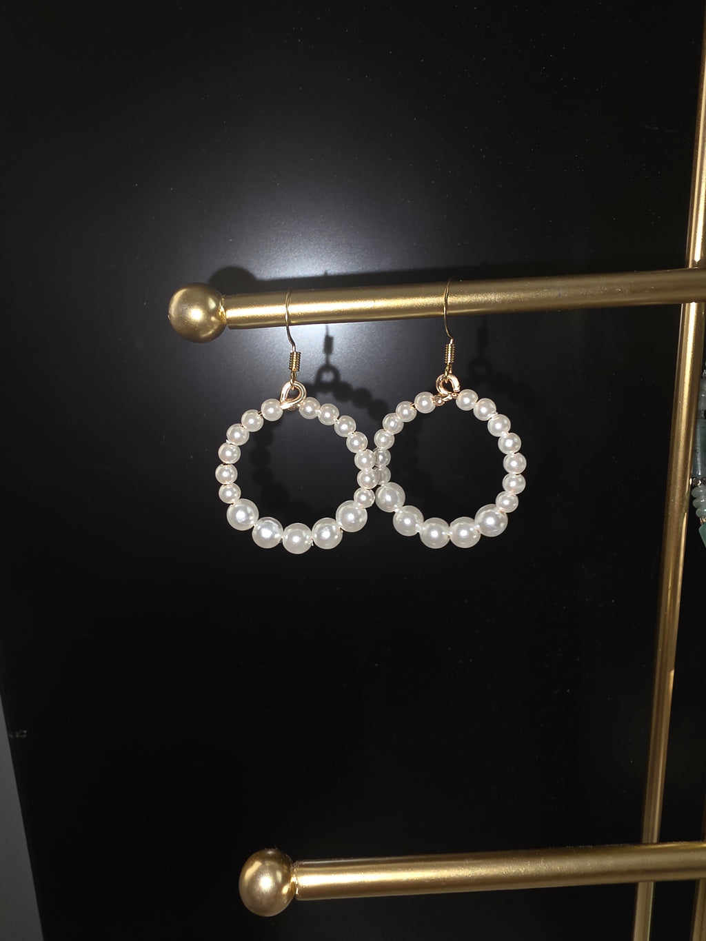 Faux Pearl Hoops