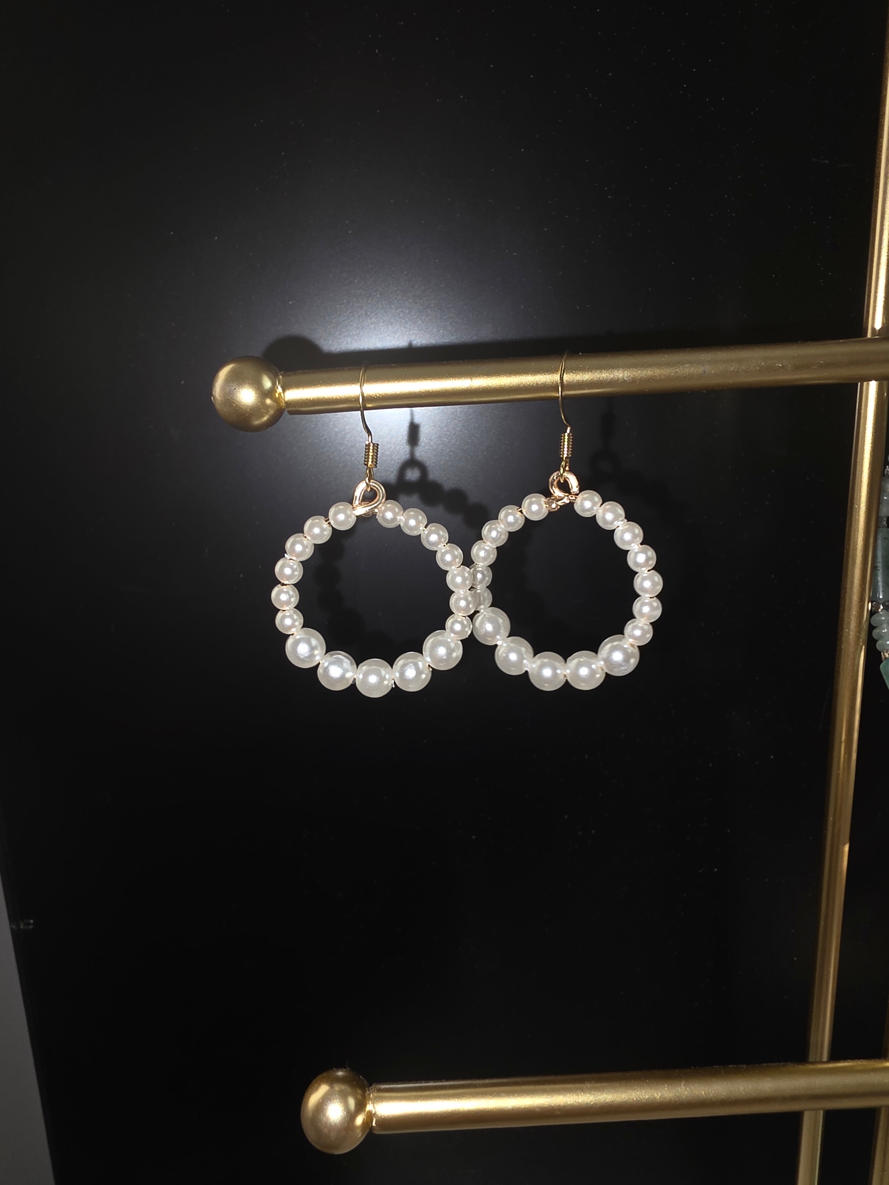Faux Pearl Hoops