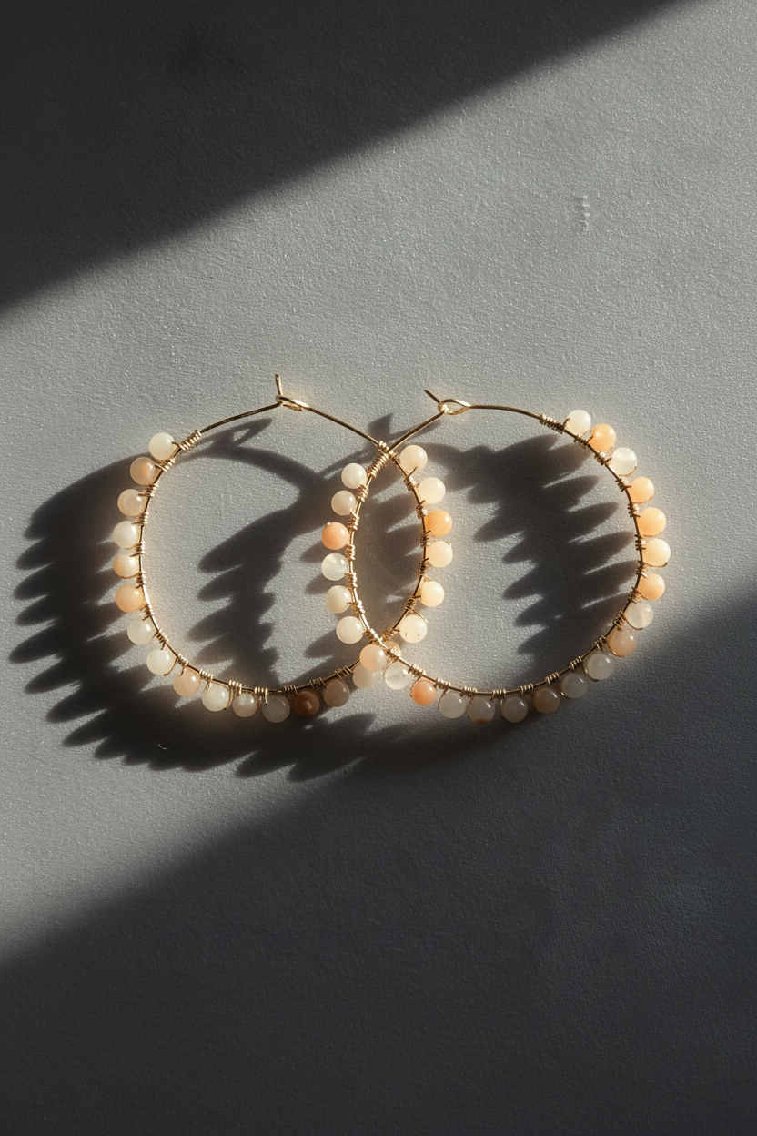 Pink Adventurine Hoops