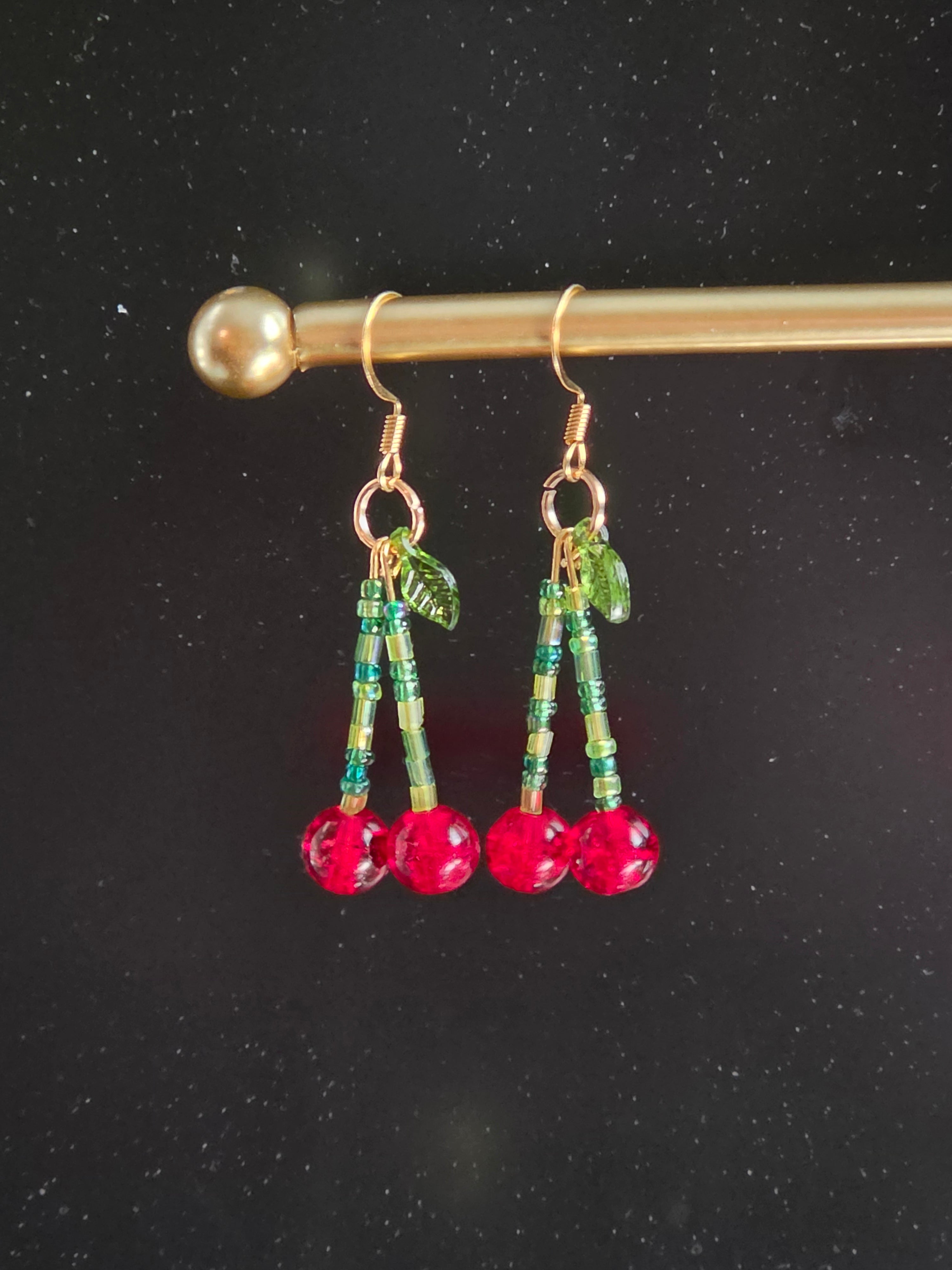 Gold Cherry Earrings