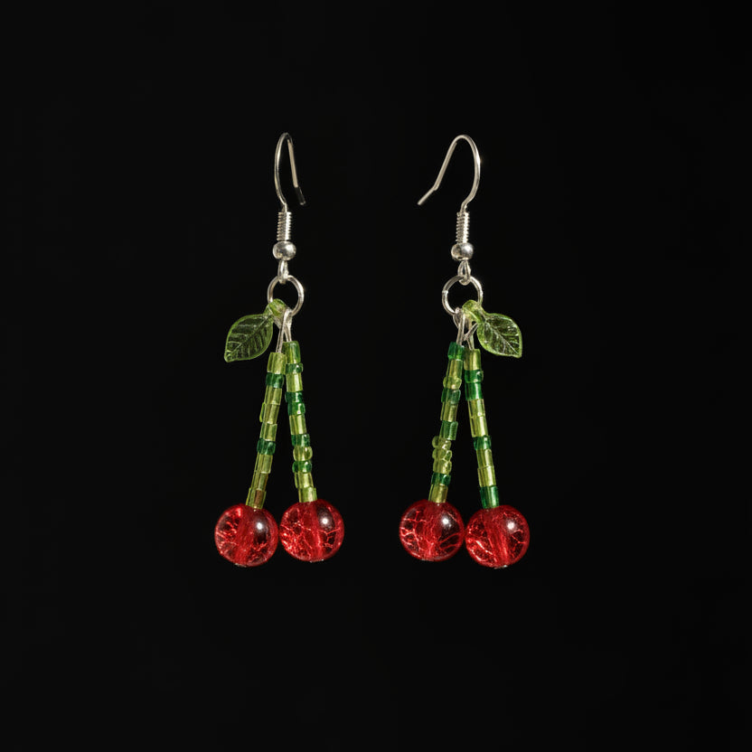 Silver Cherry Earrings