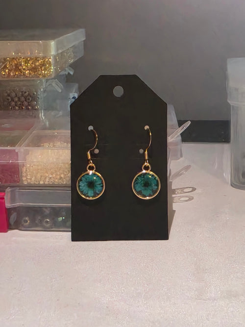 Blue Pressed Flower Earrings