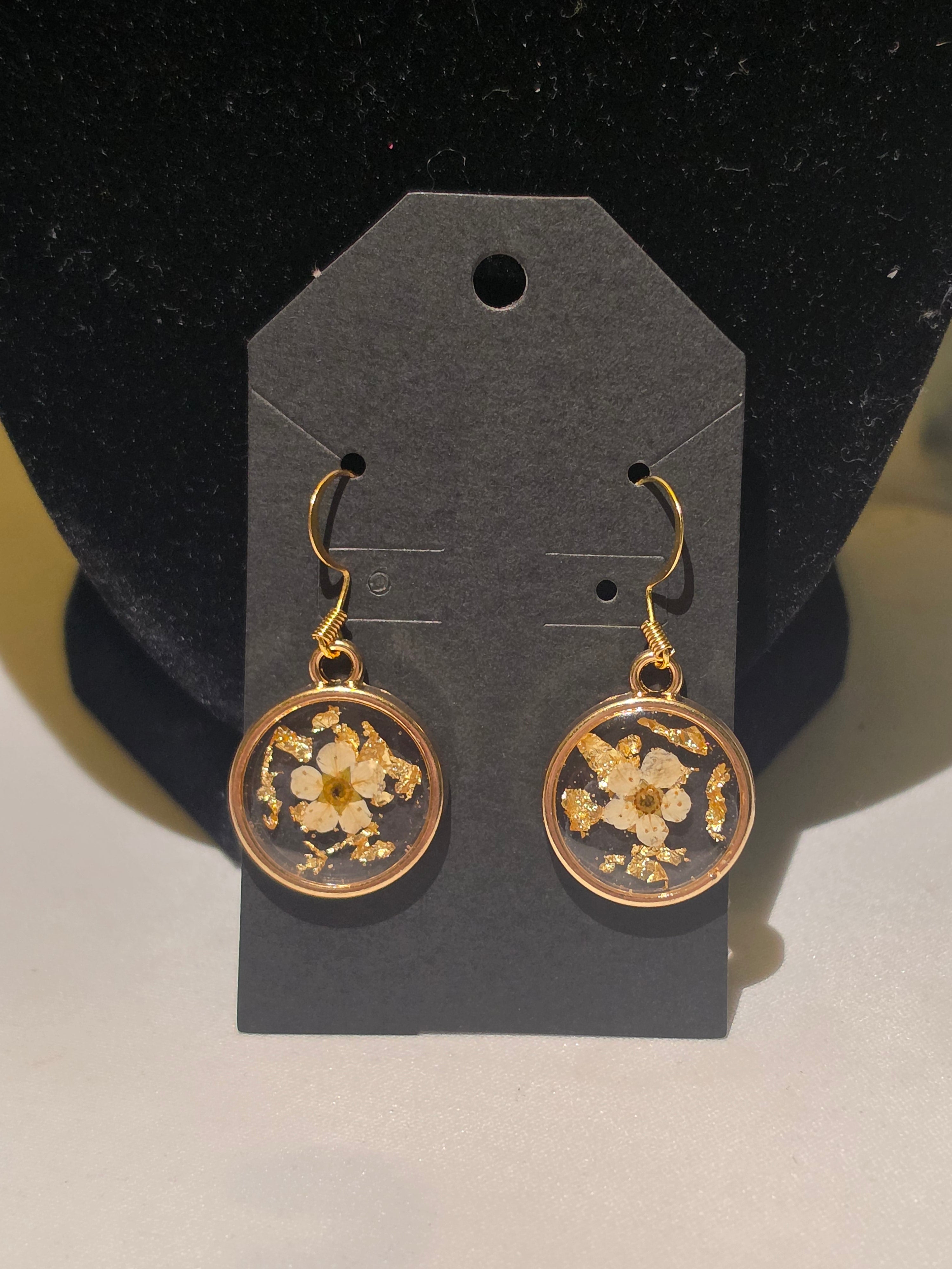 Gold Pressed Flower Earrings