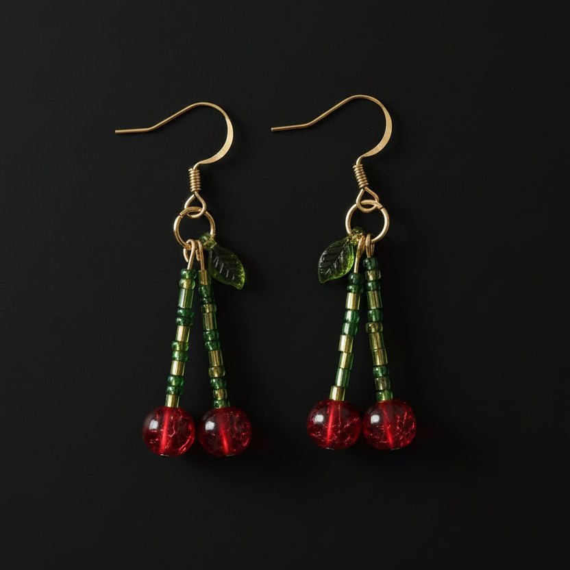 Gold Cherry Earrings