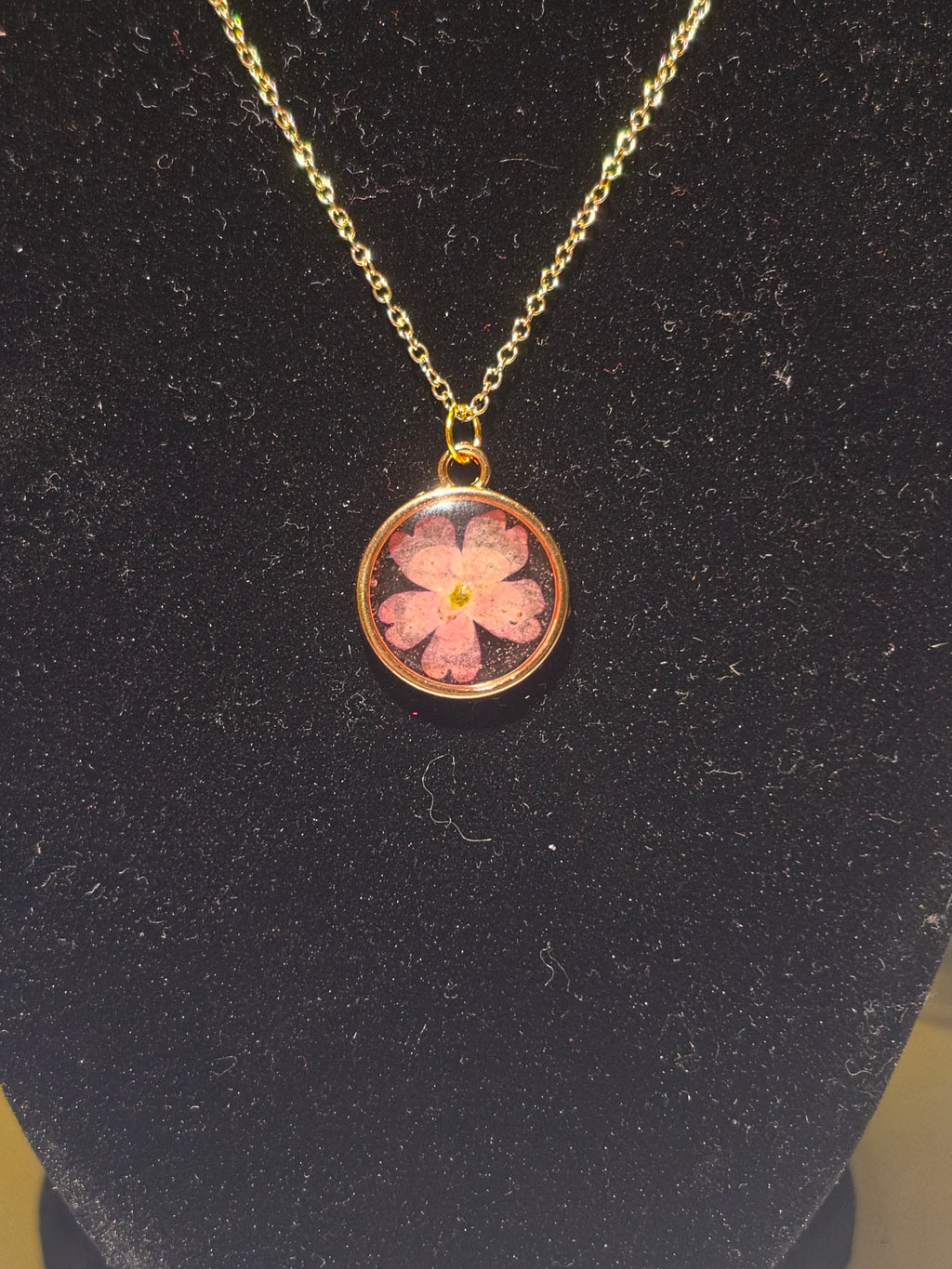 Pink Pressed Flower Necklace