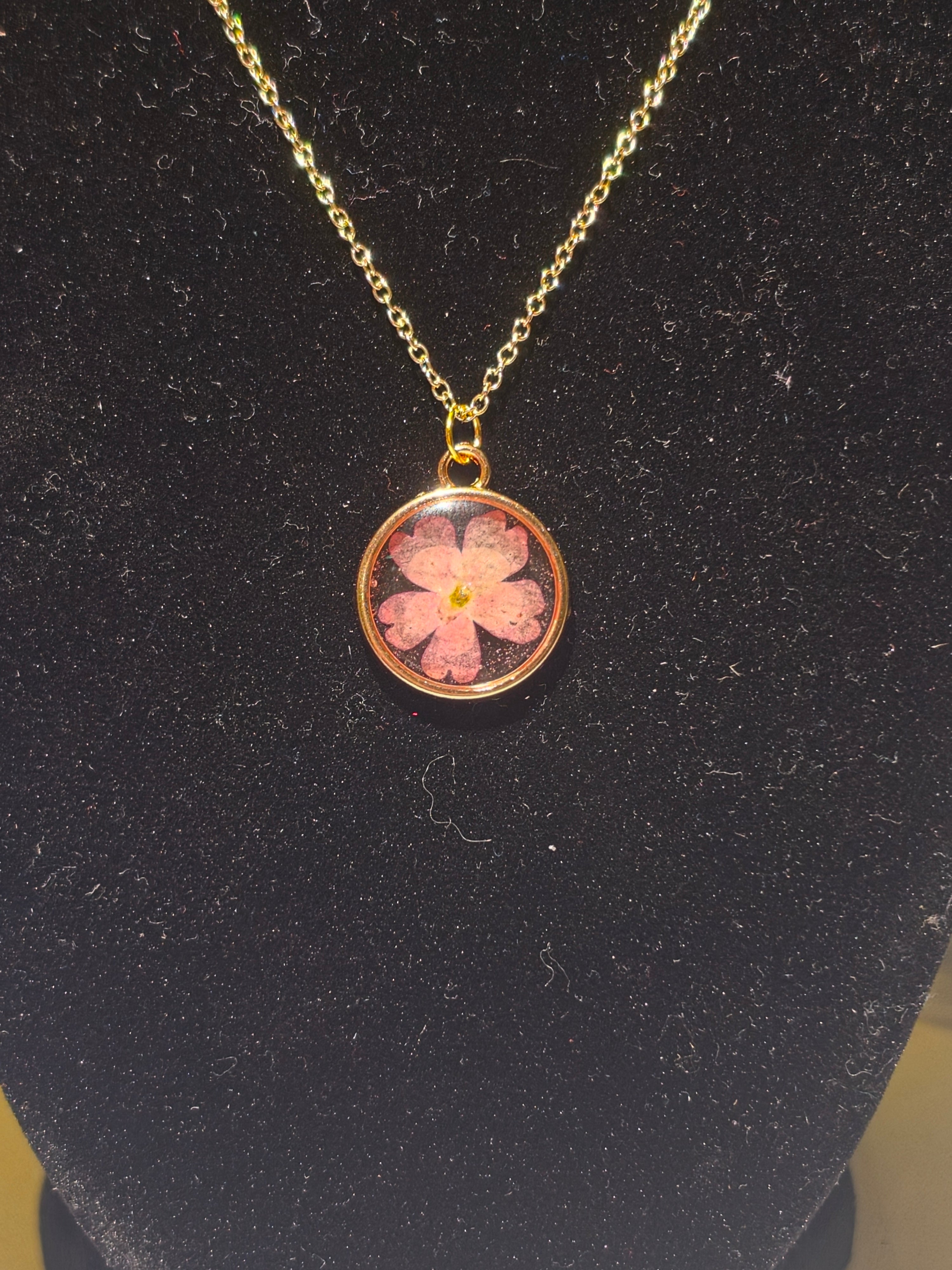 Pink Pressed Flower Necklace