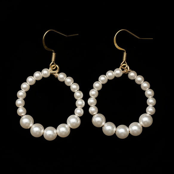 Faux Pearl Hoops