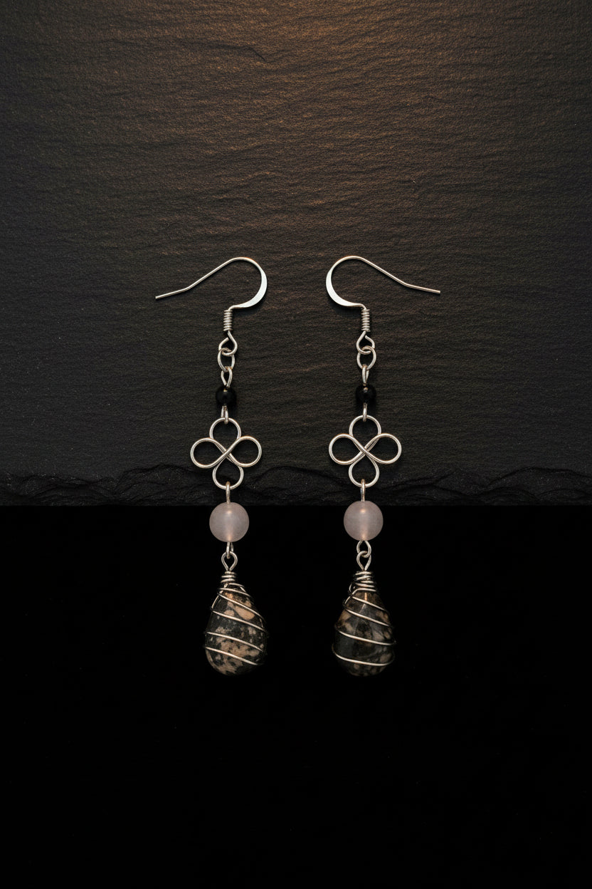 Rhodonite Quartz Earrings