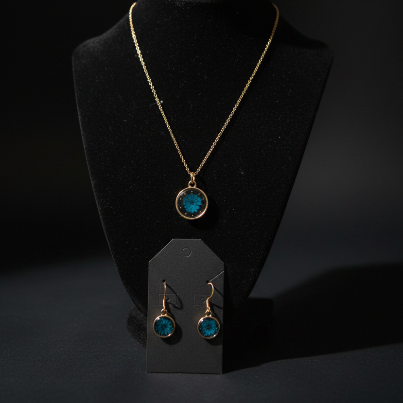 Blue Pressed Flower Set