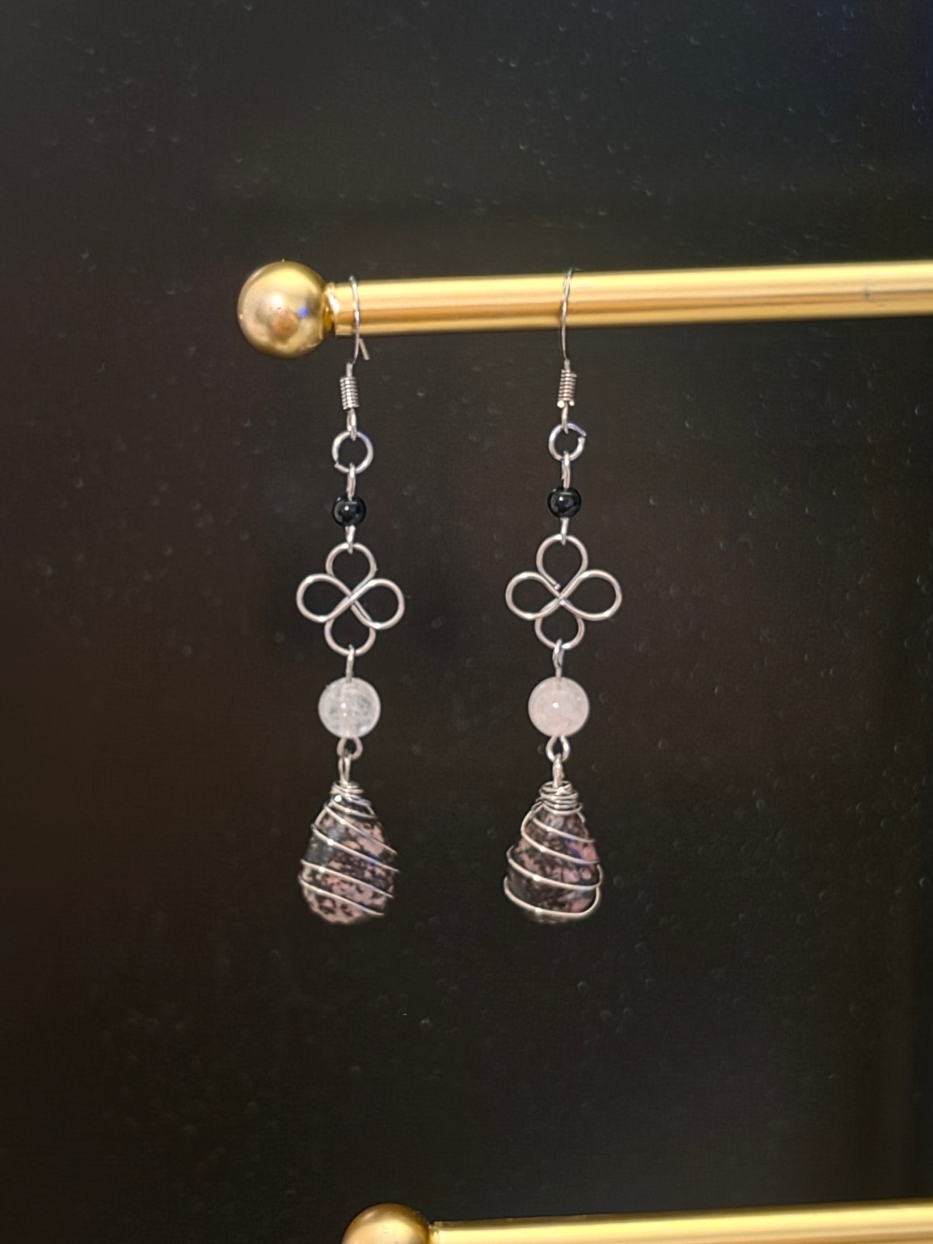 Rhodonite Quartz Earrings